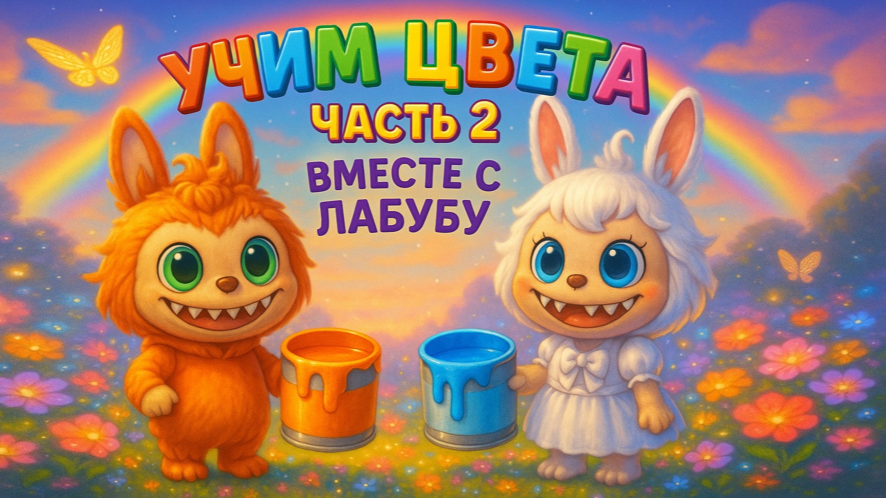 УЧИМ ЦВЕТА с ЛАБУБУ Часть 2 | Черный | Белый | Оранжевый | Фиолетовый | Песня ЛАБУБУ| Мультик ЛАБУБУ