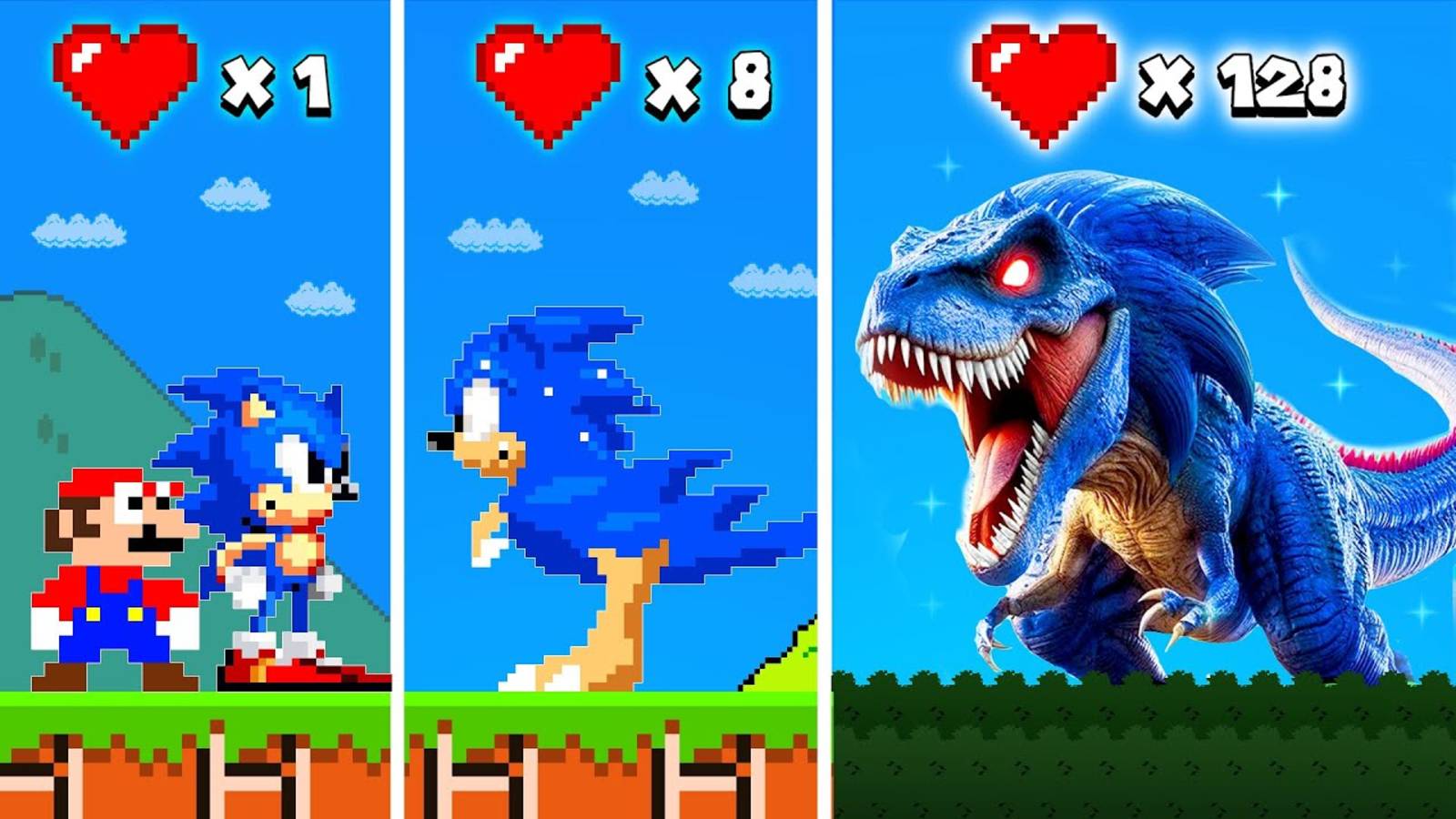 СОНИК ПРЕВРАЩАЕТСЯ В ДИНОЗАВРА ОТ КАЖДОГО СЕРДЦА! 🦖⚡ [МАРИО В ШОКЕ!]