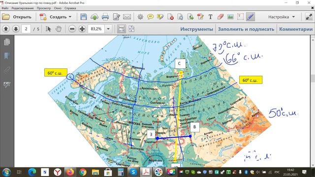 Описываем Уральские Горы по плану.