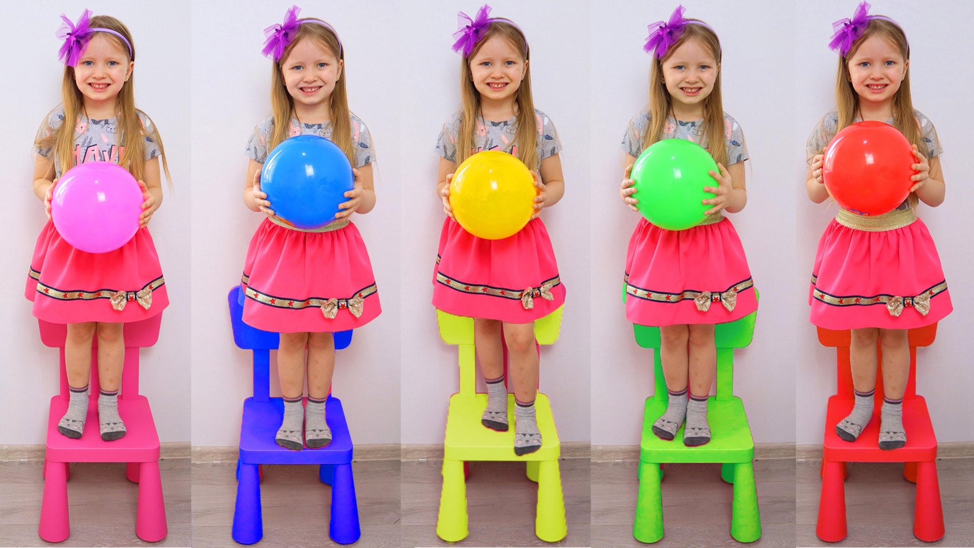 Детская песенка про пять маленьких девочек 👧🙈 Five little monkeys 🙈👧