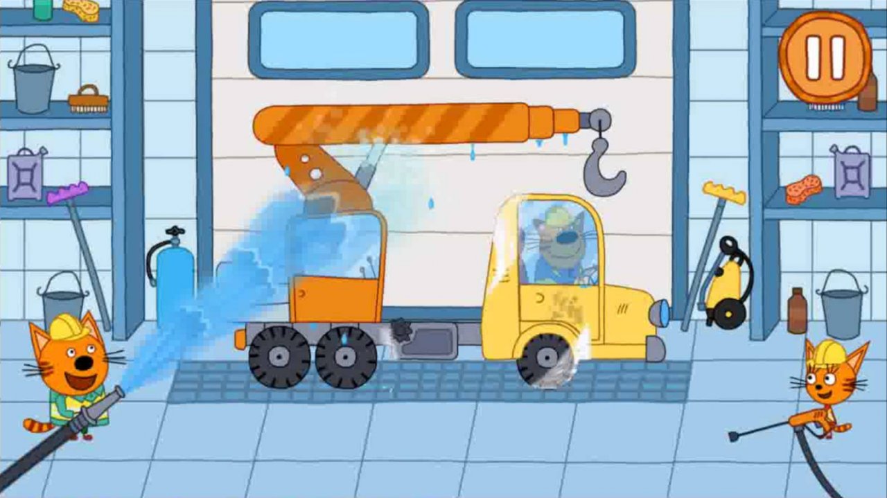 Три Кота Игра как Мультик про Машинки и Спецтехнику | Строим дом для Котят