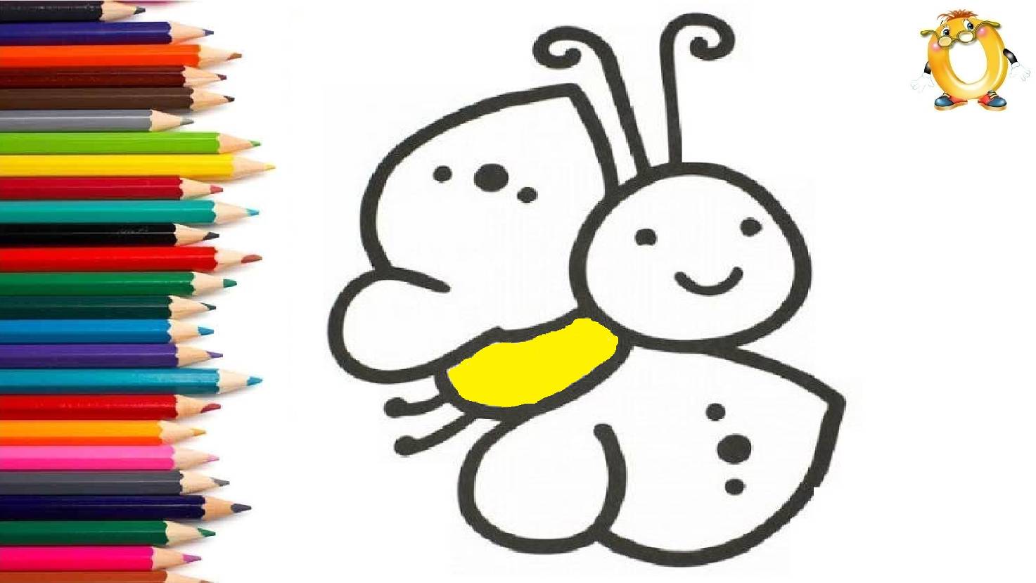 Мультик - раскраска для детей БАБОЧКА. Учимся как рисовать БАБОЧКУ вместе с детьми // ОБУЧАШКА ТВ