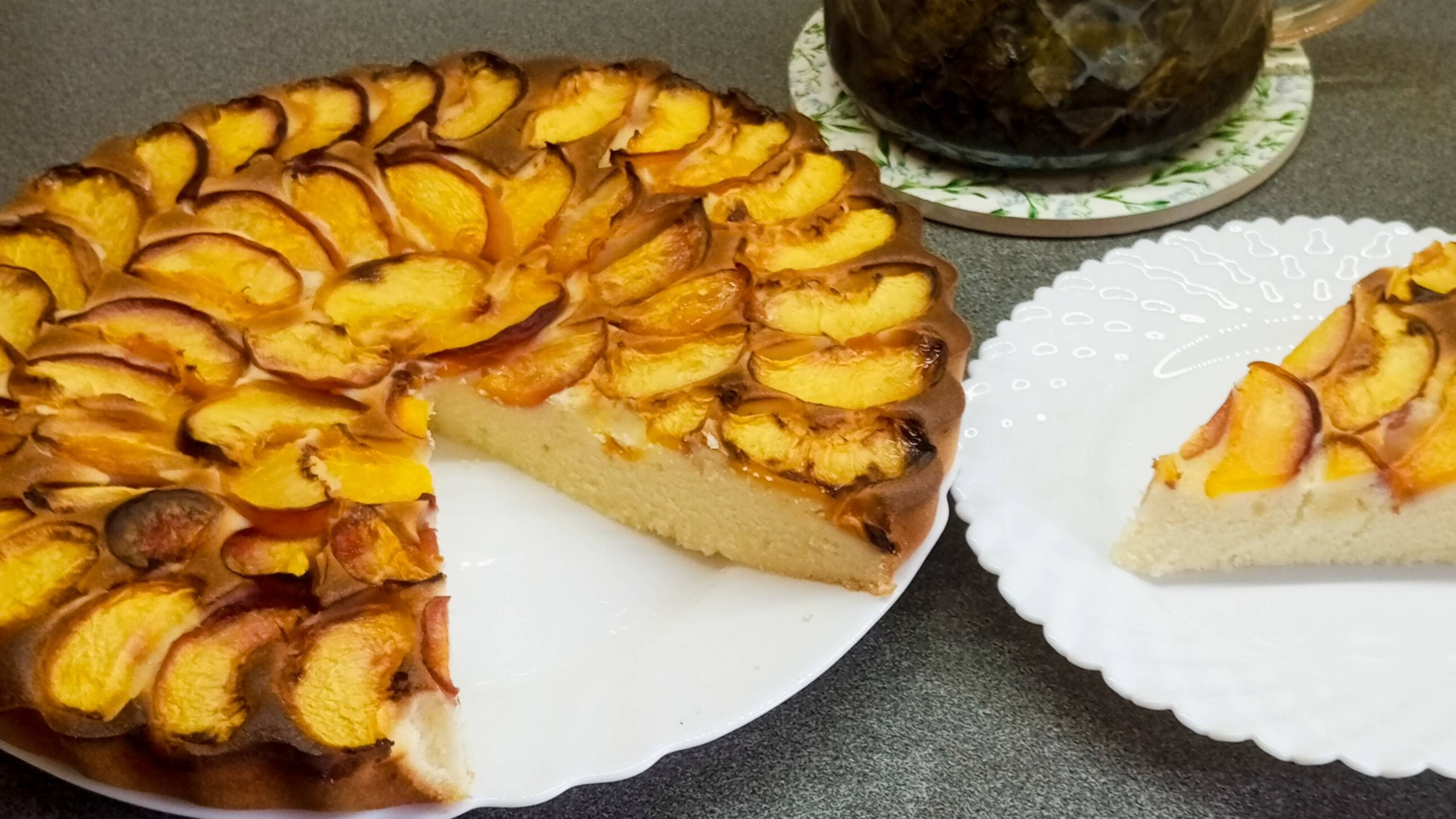 Пирог с Персиком без заморочек/Самый простой заливной пирог и самый вкусный