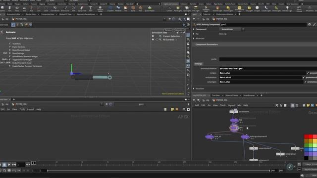 Setting up a hydraulic piston rig in APEX Houdini.