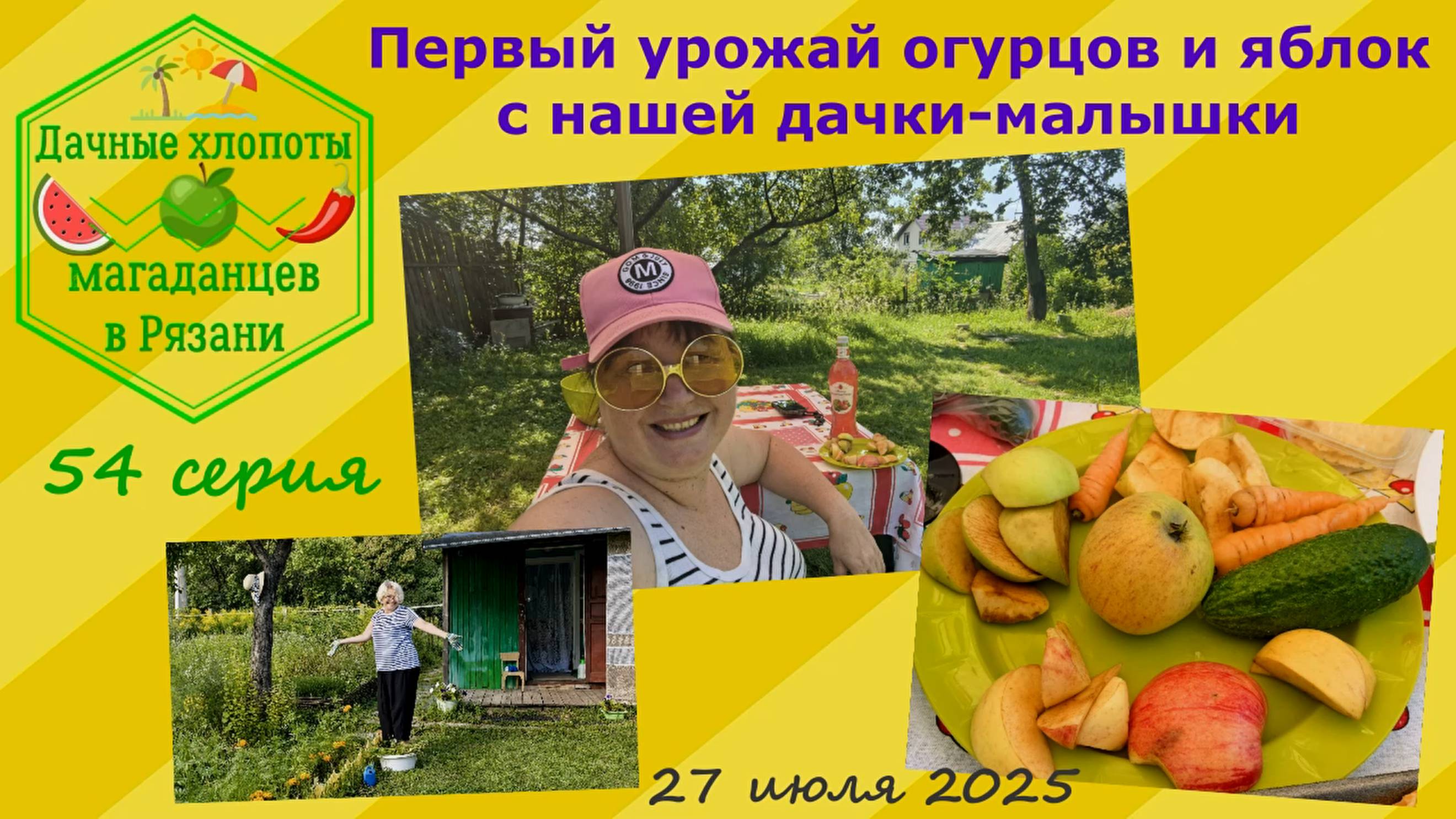 Первый урожай огурцов и яблок с нашей дачки-малышки. Конец июля. 54 серия дачных хлопот