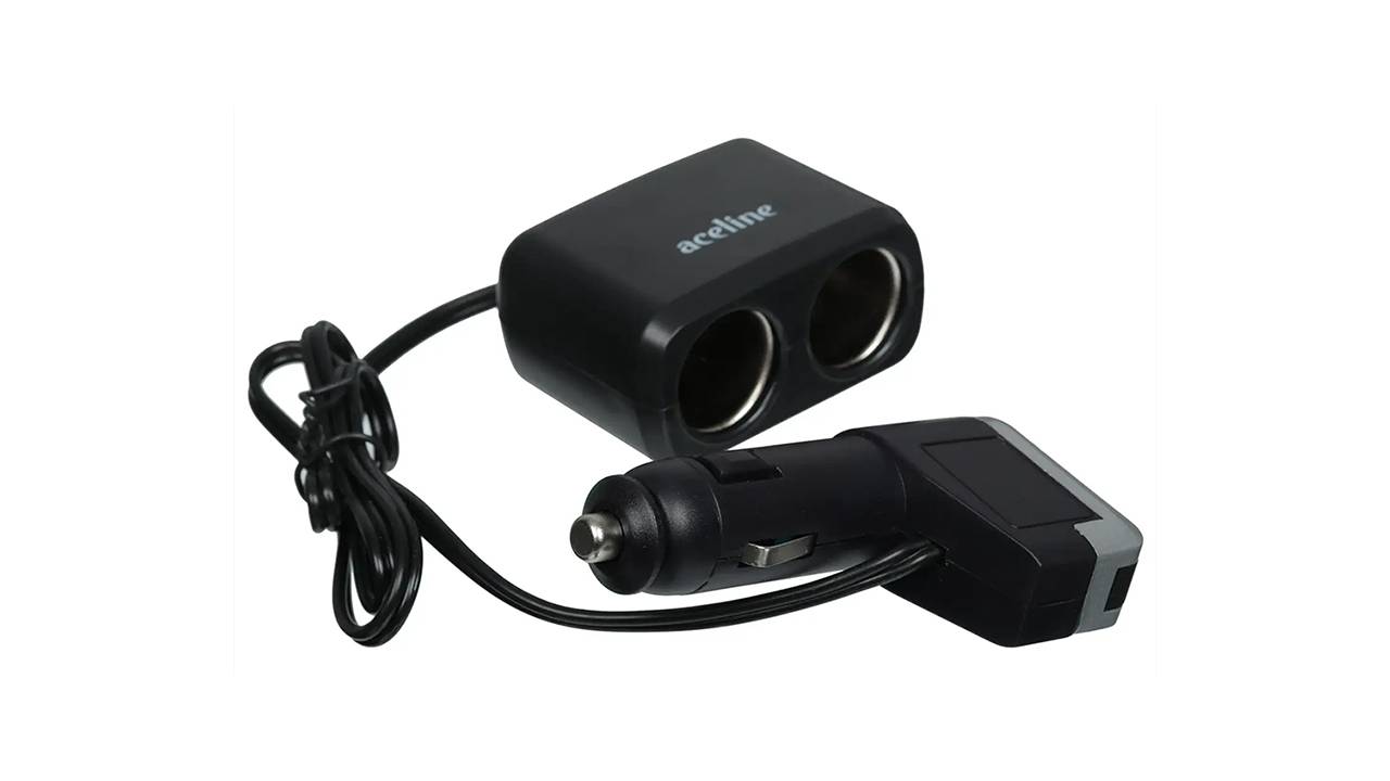 Разветвитель для прикуривателя машины на 2 гнезда с USB портом