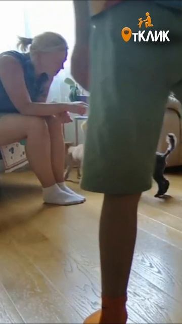 Cобака - щенок, хозяева - дети