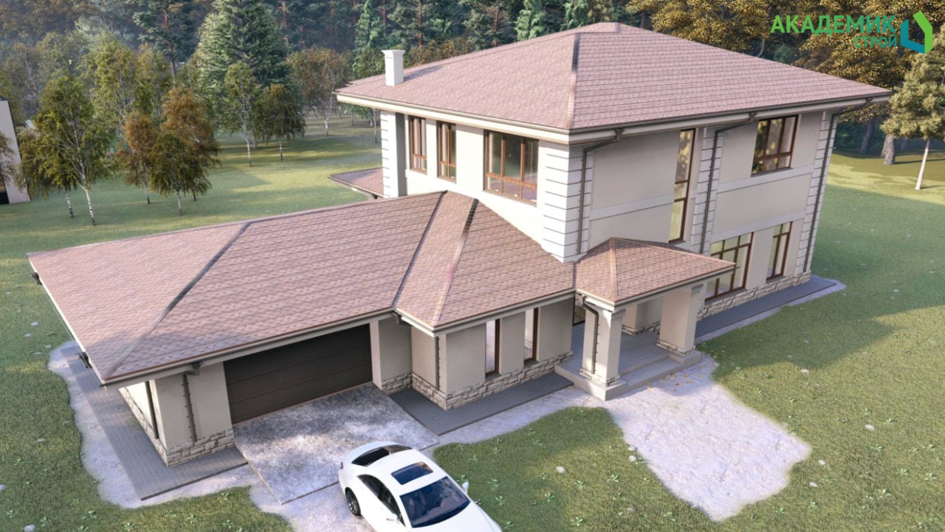 🏠 Проект двухэтажного дома общей площадью 550м² в КП "Звенигородский лес"