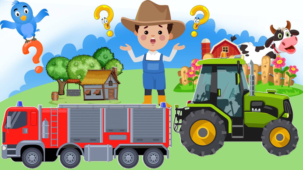 Трактор на ферме  - Мультики про машинки и животных - Логика для малышей