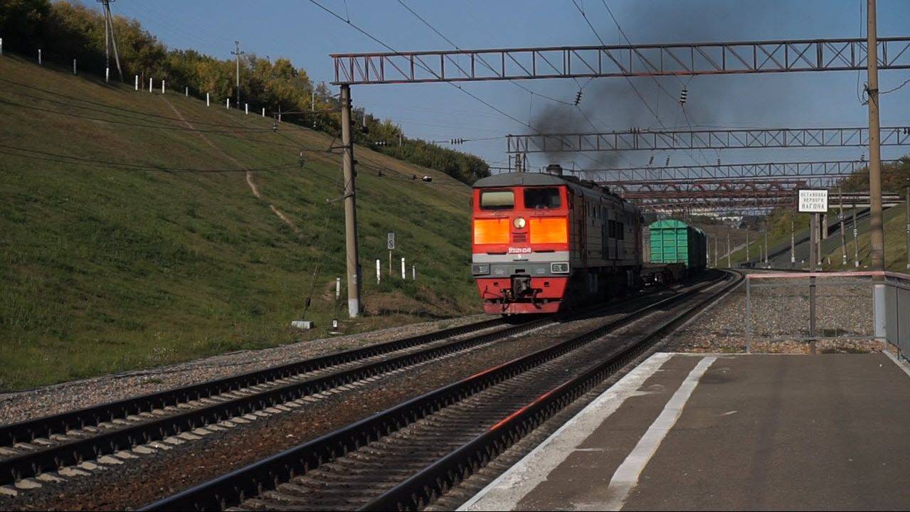 Тепловоз 2ТЭ10У-0340Б/0540А на подъёме. Звук 5Д49.