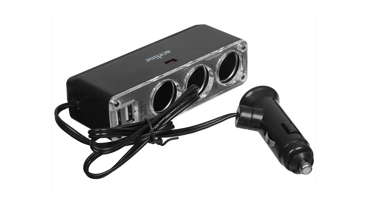 Адаптер питания для прикуривателя с разветвителем на 3 входа 12 и 24 вольта