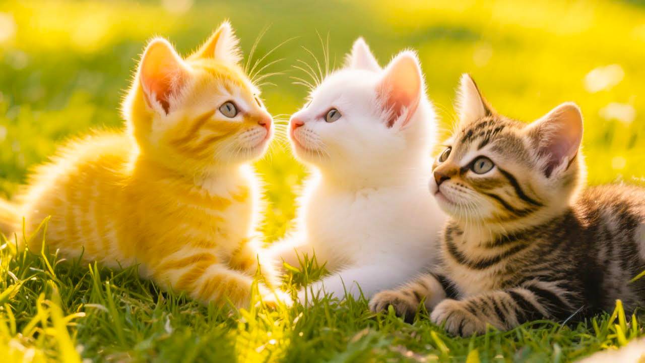 😹Красивые пушистые Котята играют на солнышке и лежат на траве🔥