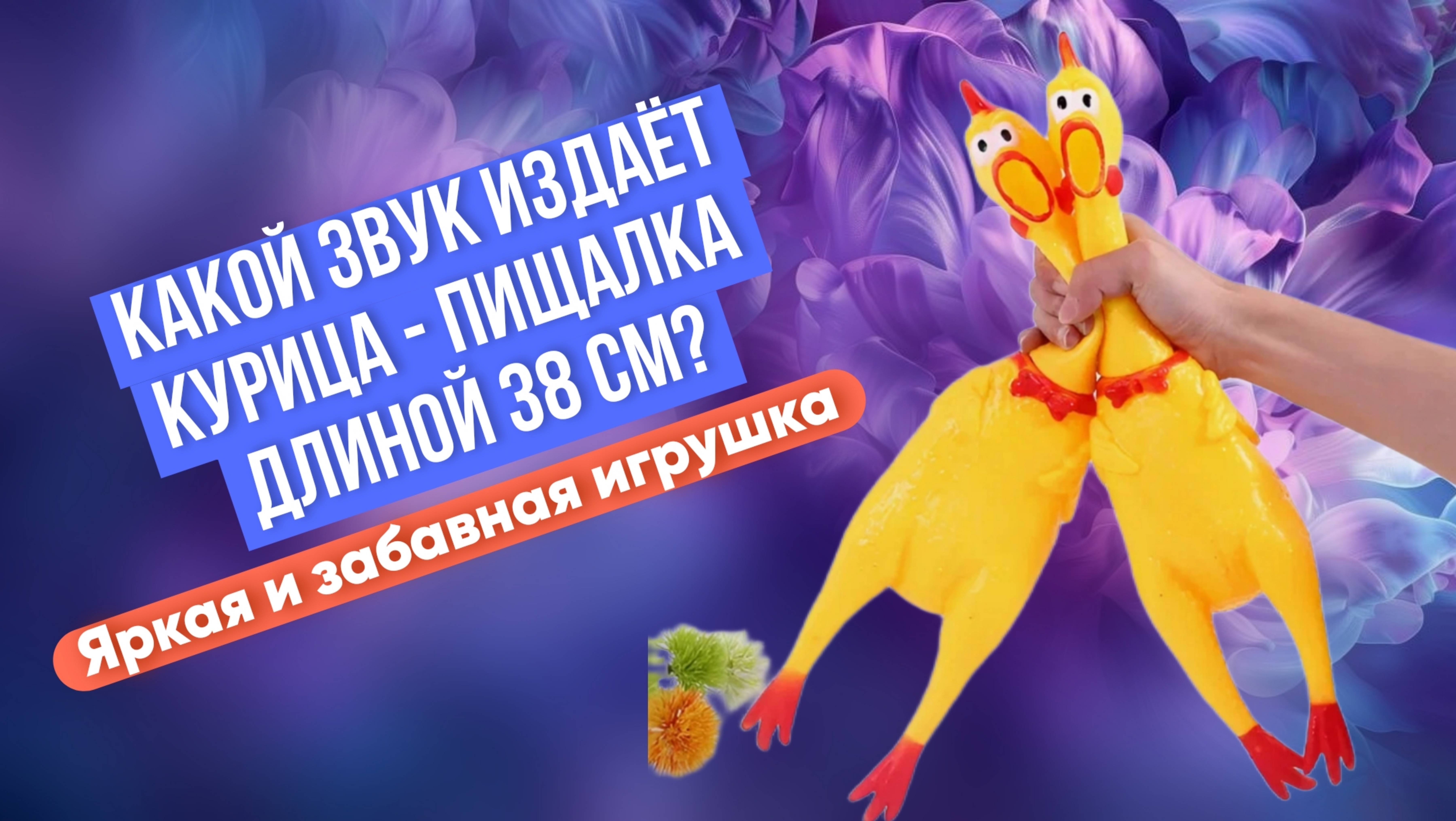 Какой звук издаёт Курица - пищалка длиной 38 см?  Яркая и забавная игрушка