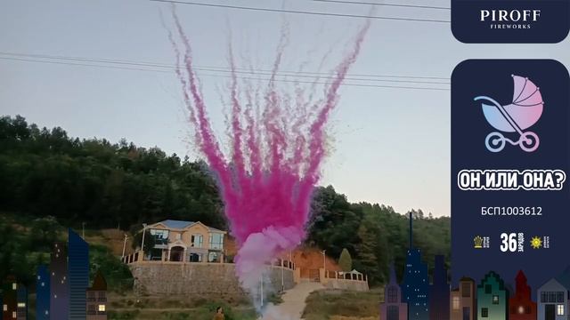 Дневная веерная батарея салютов для гендер пати "Он или Она?" БСП0903612 розовый (девочка)