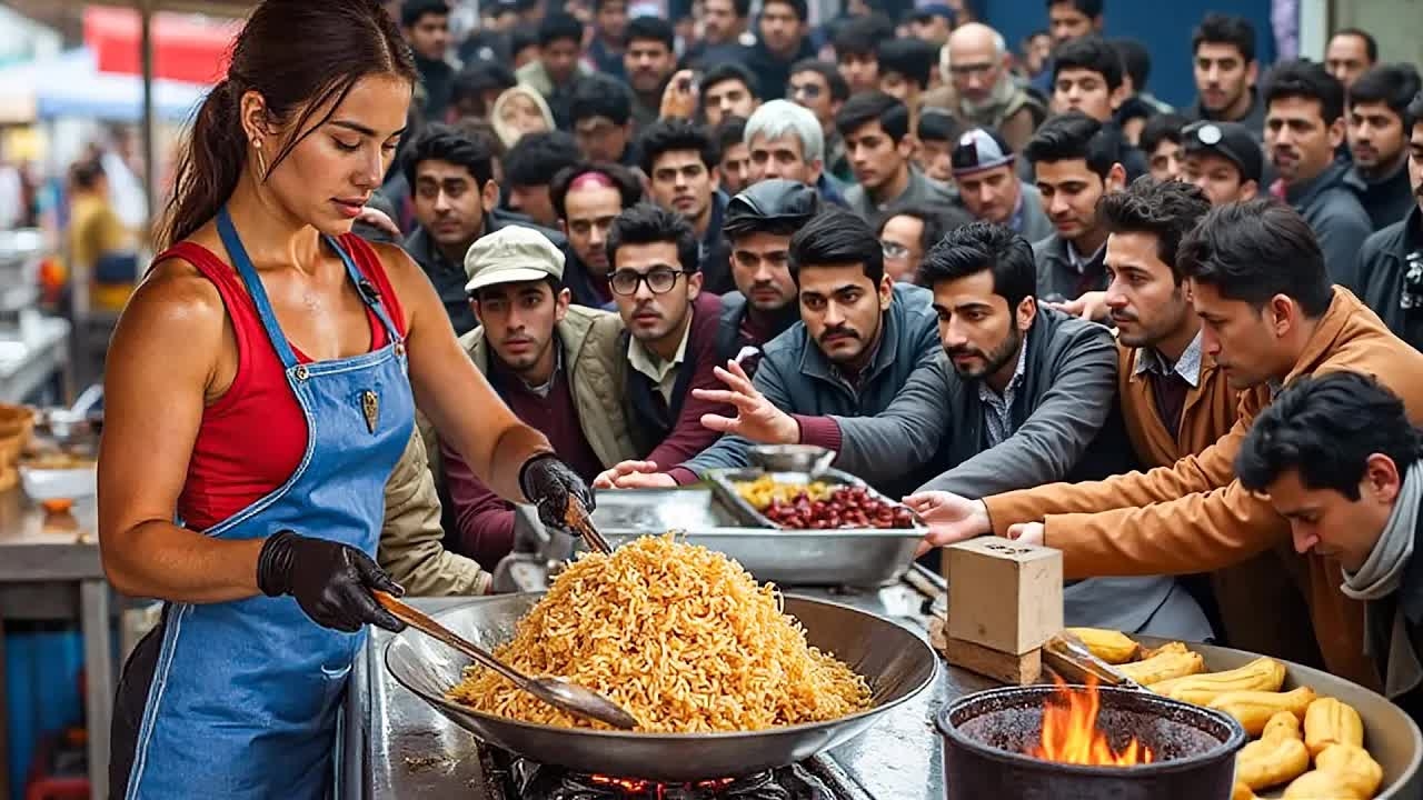 жареный рис с яйцом и жареная во фритюре лапша. Пакистан