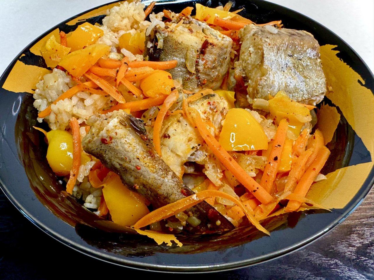 Минтай с рисом в духовке!