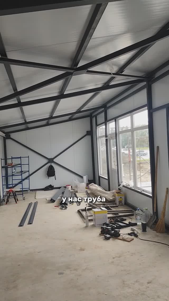 Шиномонтаж из сэндвич-панелей 12х4 и навес 12х5. Часть 17.