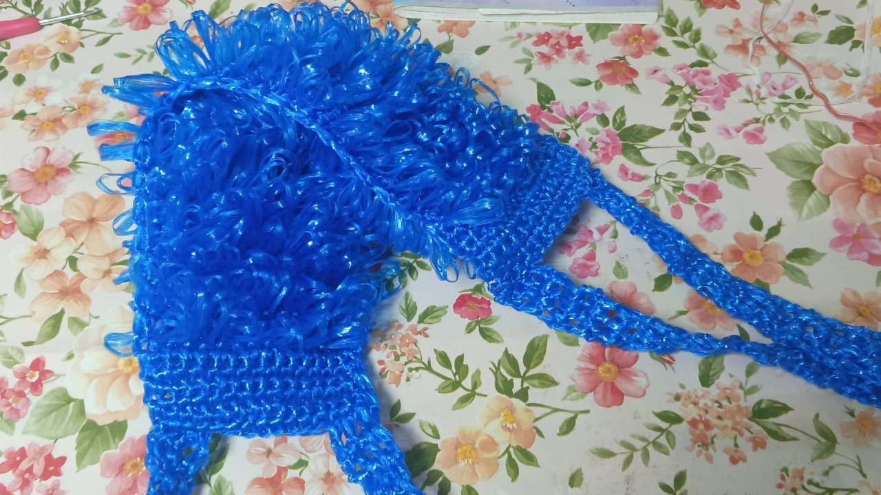 Вяжем плоскую мочалку часть2