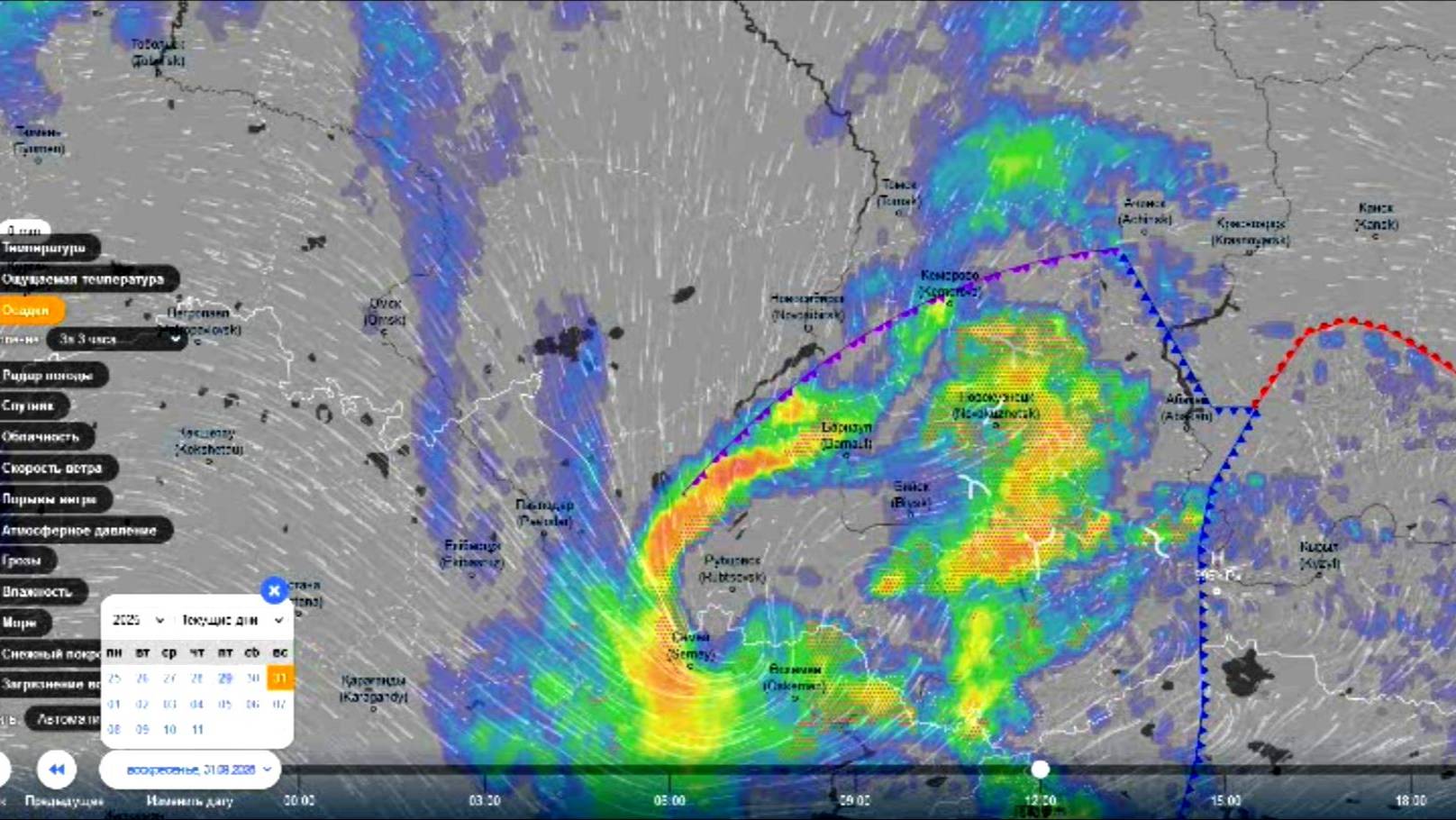 31 августа на Алтае и на юге Красноярского края пройдут дожди. Прогноз погоды