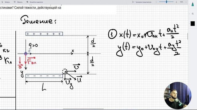 #3 Электрическое поле. Движение заряда между пластинами конденсатора.