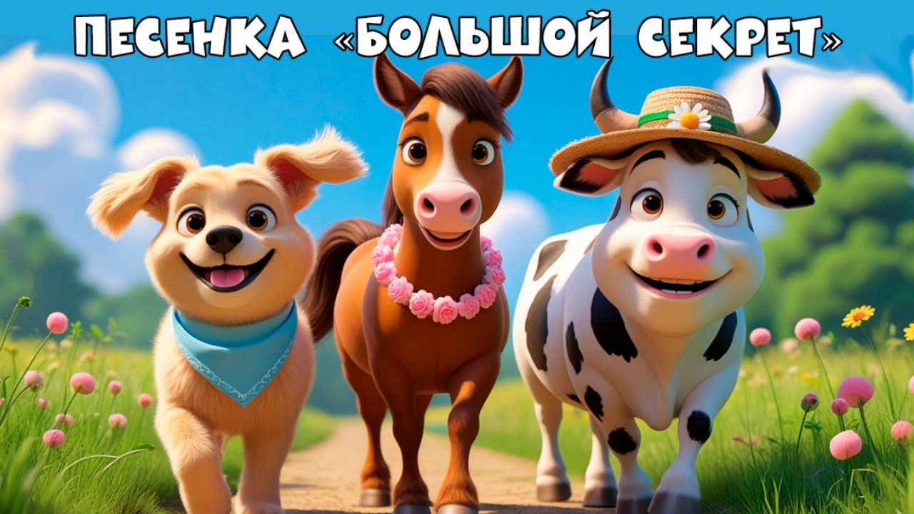 Друзья всегда рядом 🐶🐮🐴 | Добрая песенка-мультик для детей