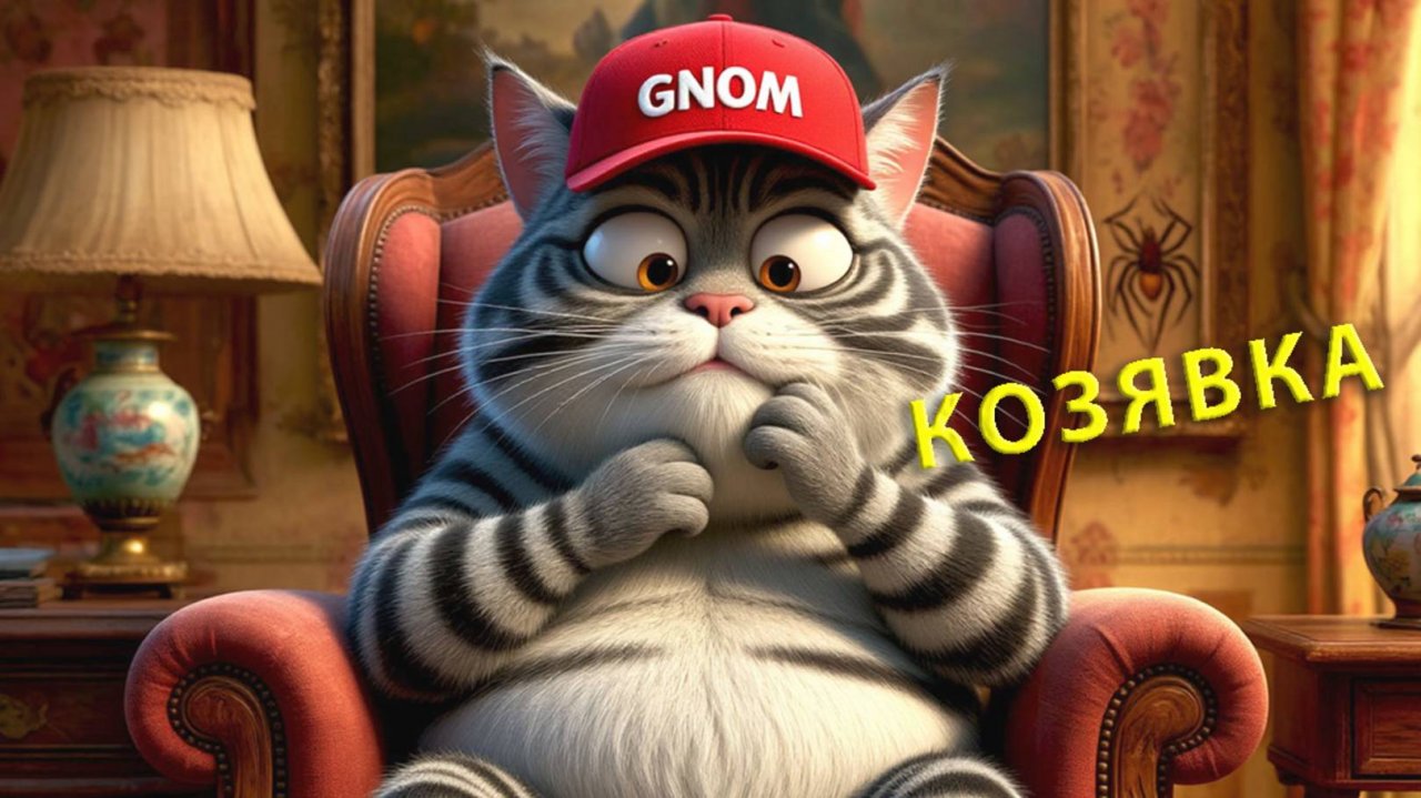 Кот Гном: "-Что за козявка тут пугает хозяина?."