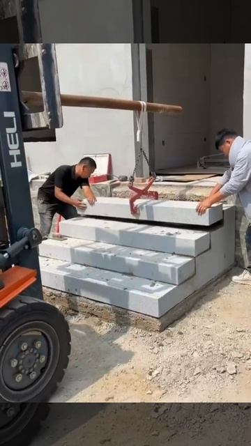 Монтаж / установка железобетонной лестницы / крыльца – конструктора укладчиком