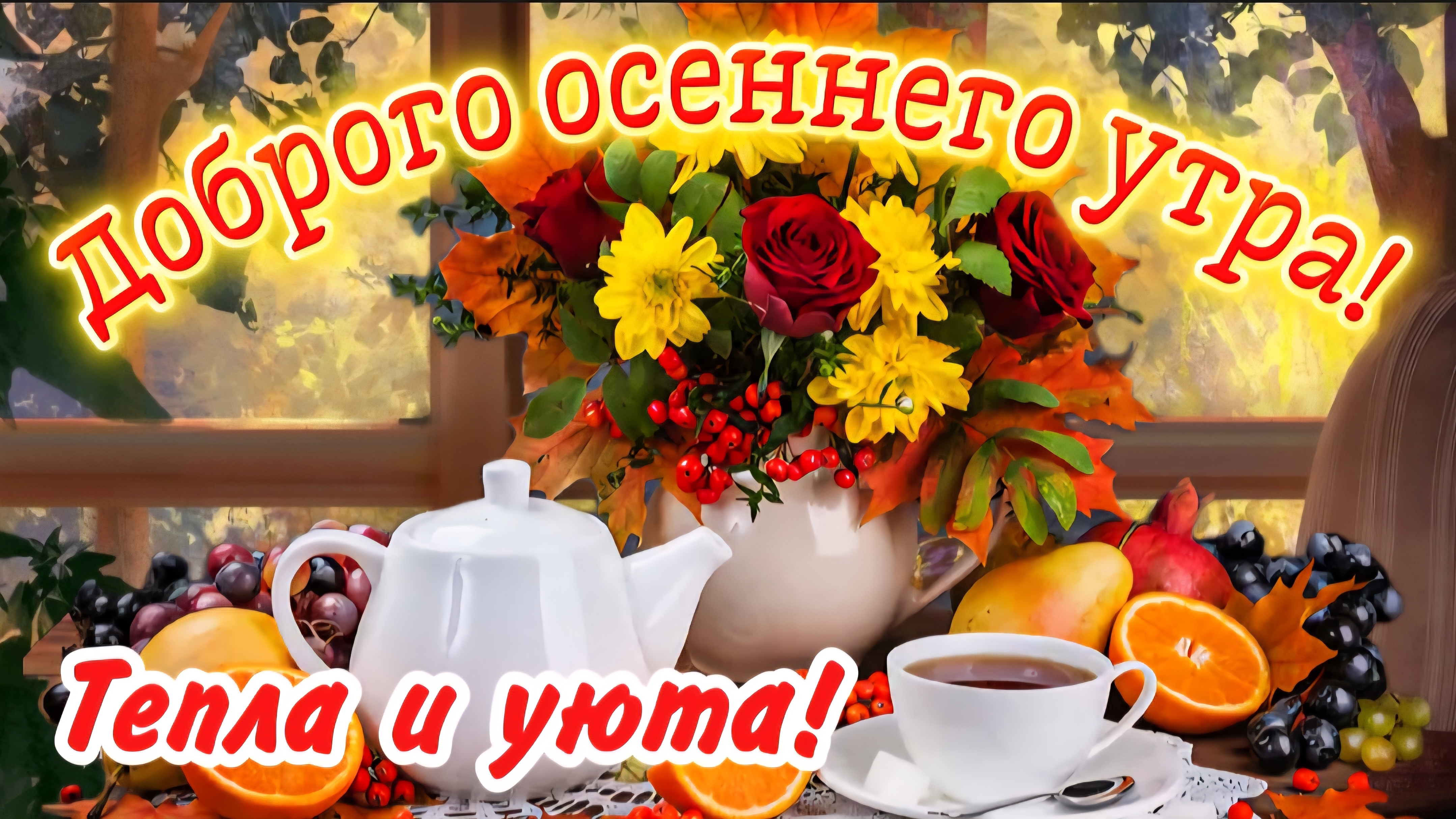 🍂 С добрым осенним утром! Музыкальная открытка с пожеланиями отличного настроения и счастья