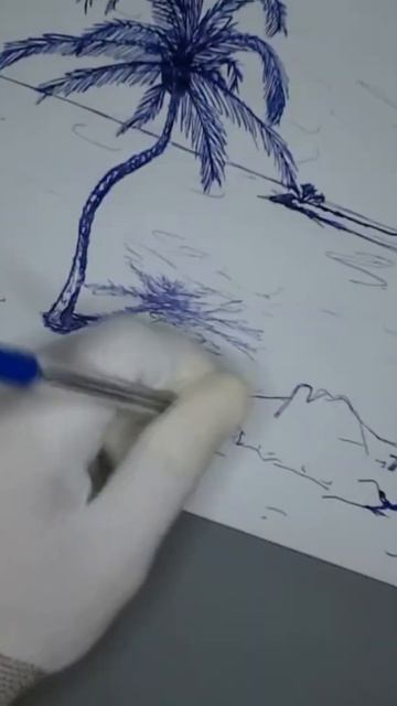 Рисунок Пальма, Пляж...  обычной шариковой ручкой.