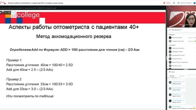 Аспекты работы оптометриста с пациентами 40