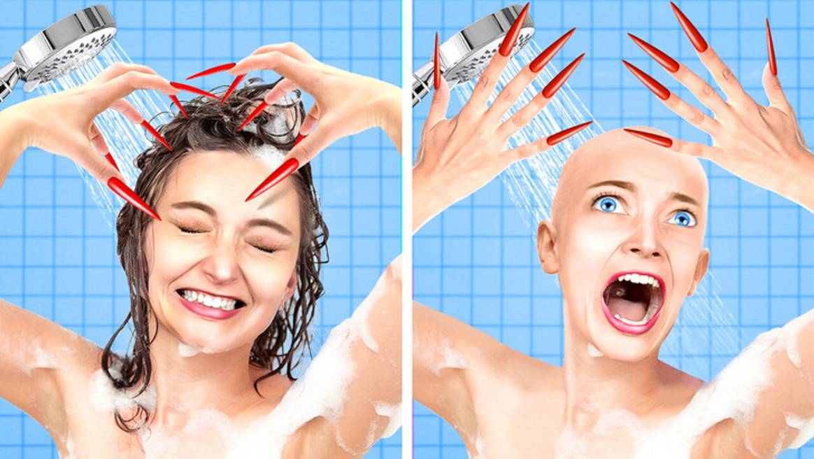 Безумные девчачьи проблемы с длинными ногтями 💅 Узнаваемые моменты в старшей школе 😂✨