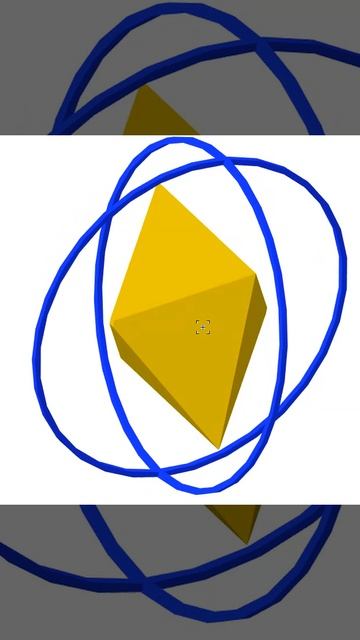3D-композиция - жёлтый кристалл в синих кольцах