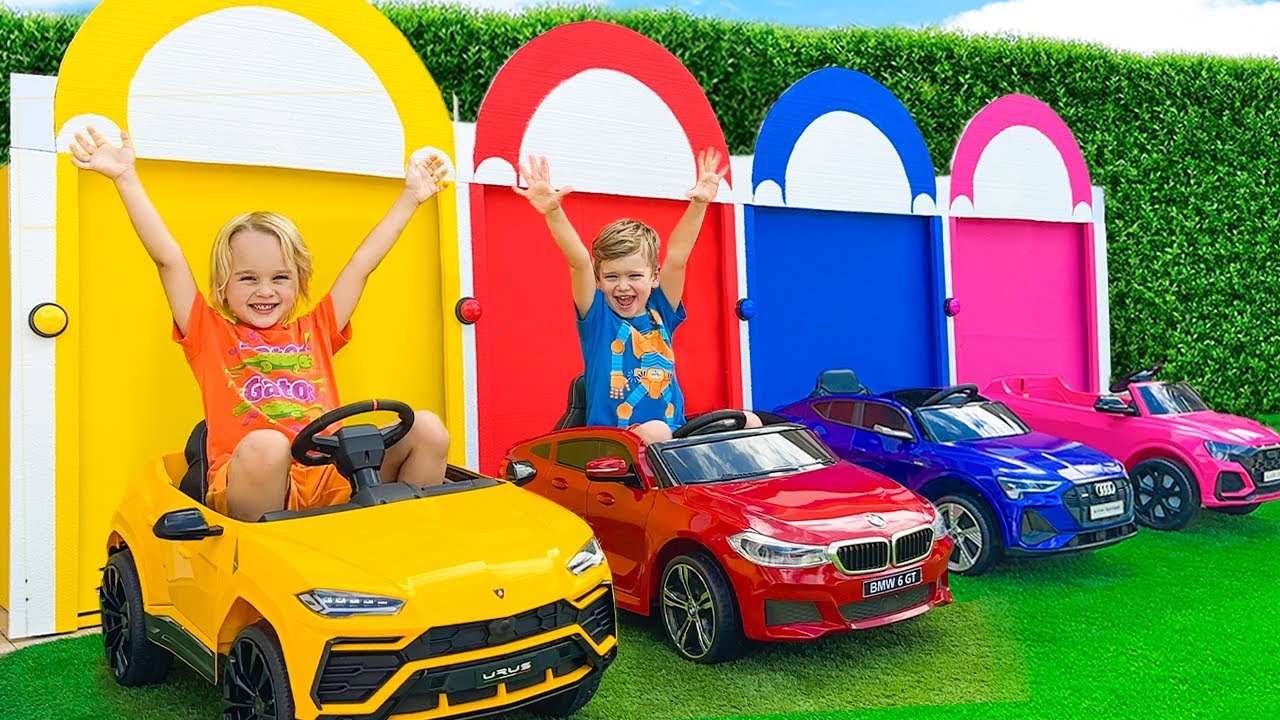 Крис и Приключение в гараже с машинками - Изучаем цвета для детей! Видео от Влада и Ники!