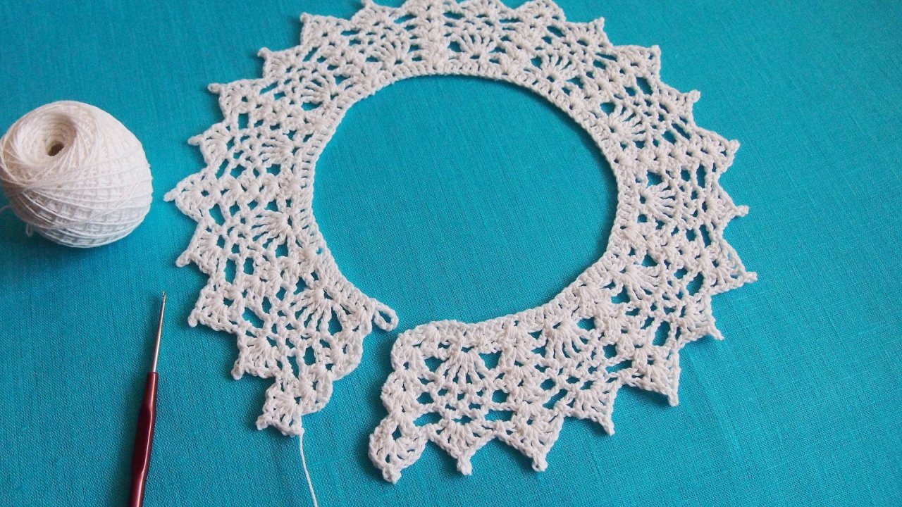 Как связать воротничок крючком. Вязание для начинающих по схеме. Уроки вязания  Урок 149