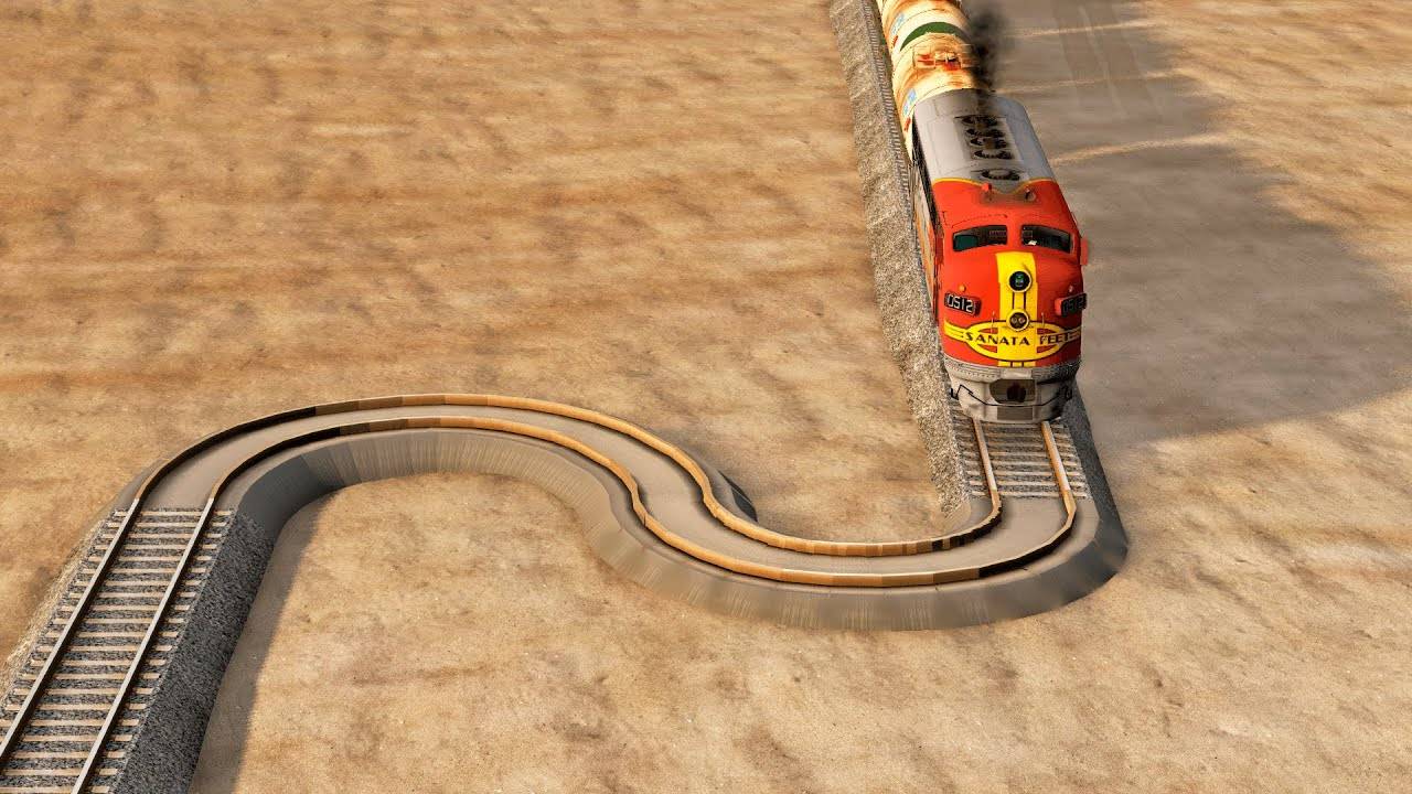 Сломанные рельсы! Что будет с поездом! – BeamNG.Drive