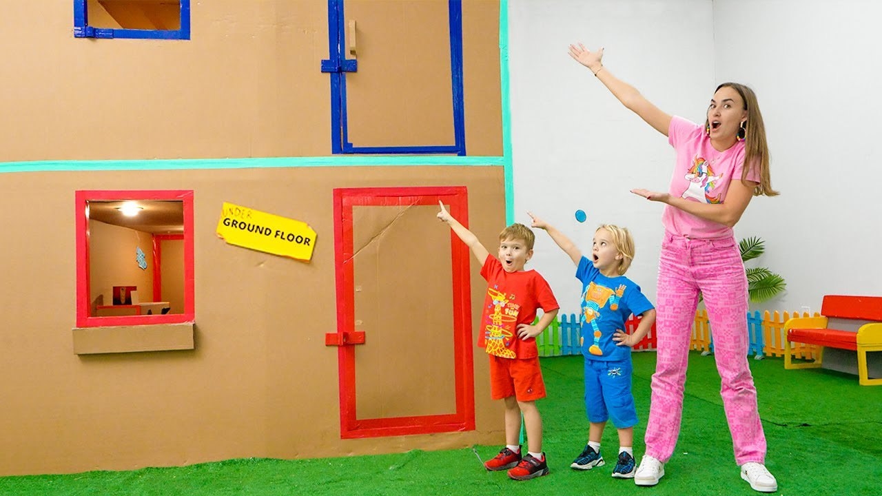 Гигантский картонный дом – Веселые детские приключения! Видео от Влада и Ники!