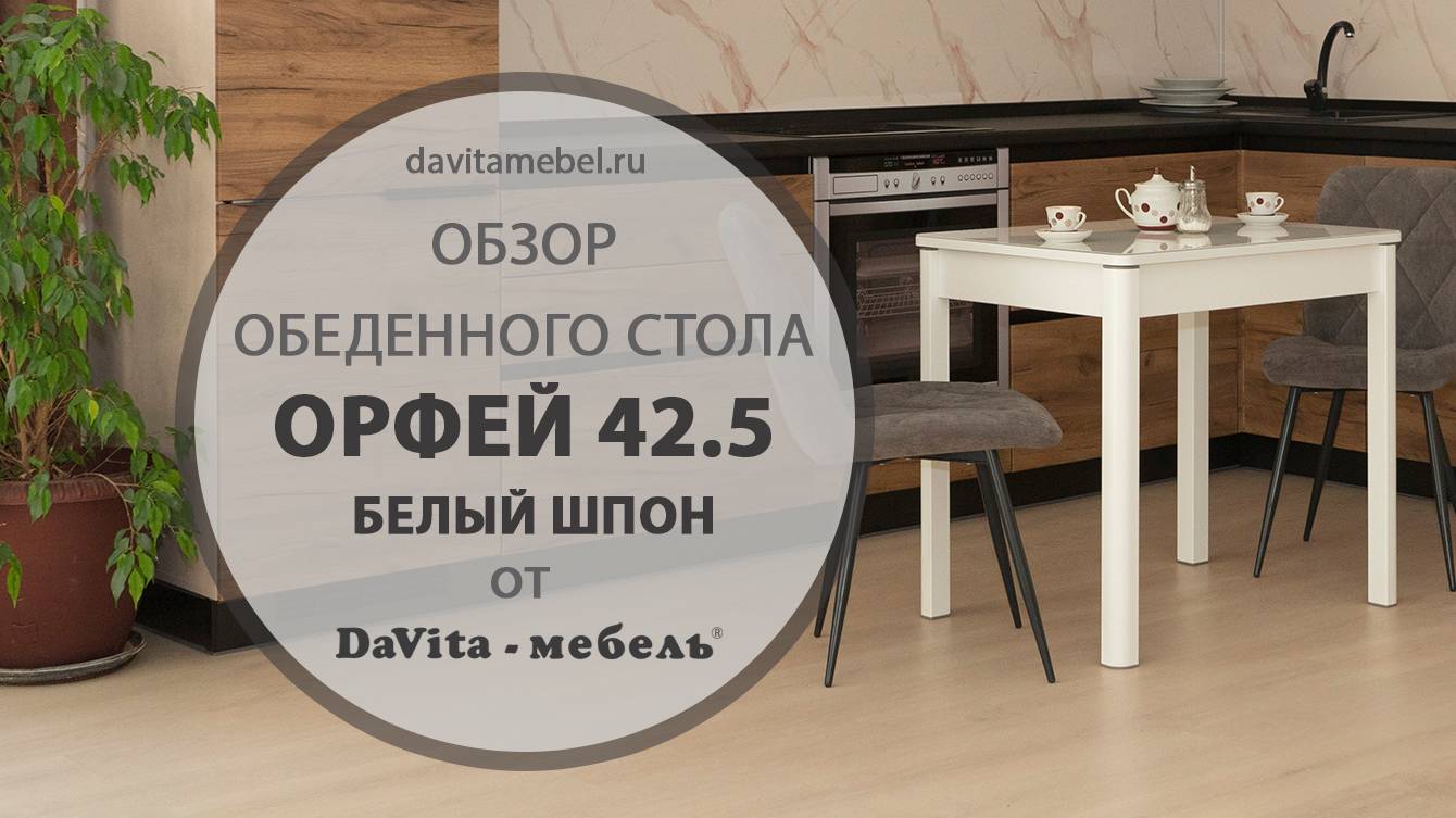 Обзор обеденного стола «Орфей 42.5 Белый Шпон» от «DaVita-мебель»