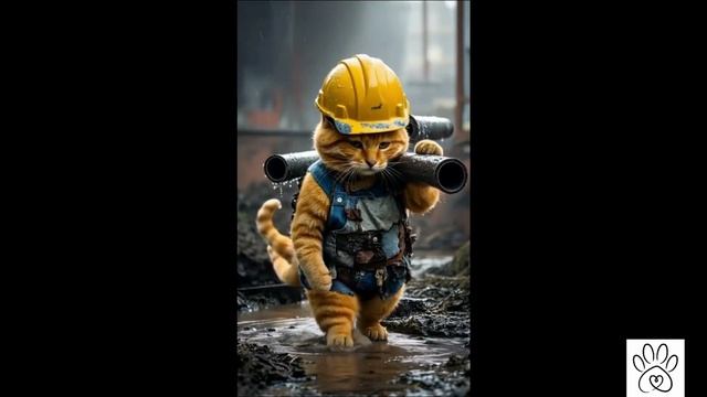 Кот на стройке