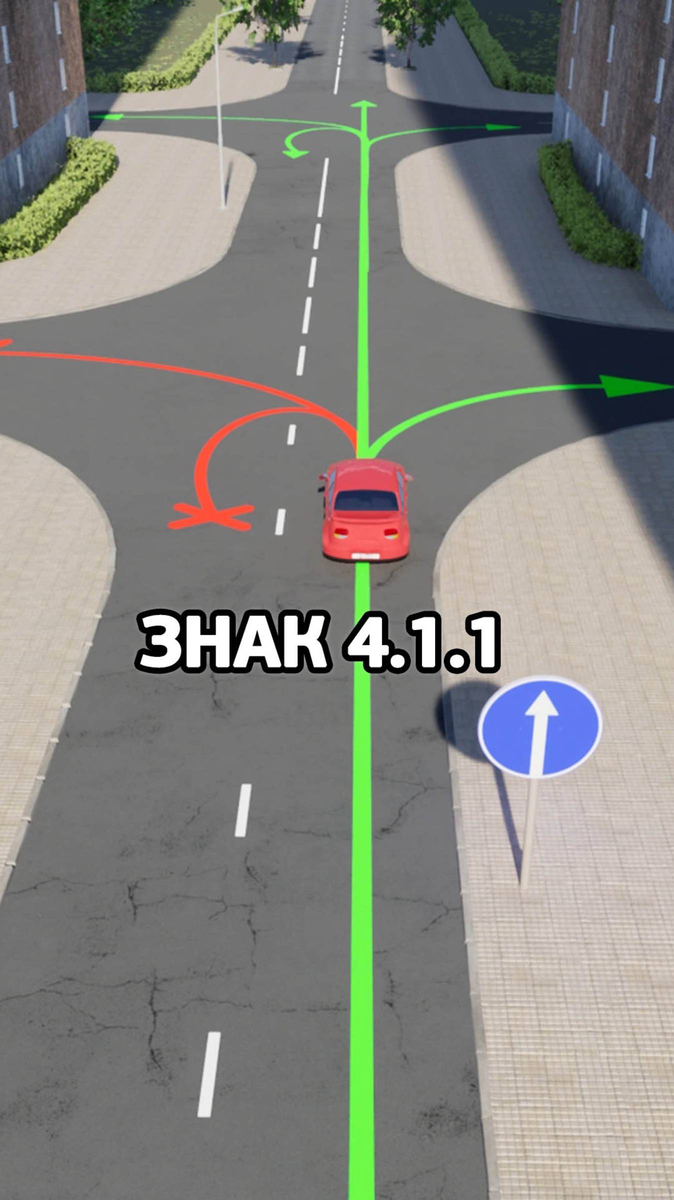 Движение прямо. Разрешается движение только в направлении, указанном на знаке стрелками.