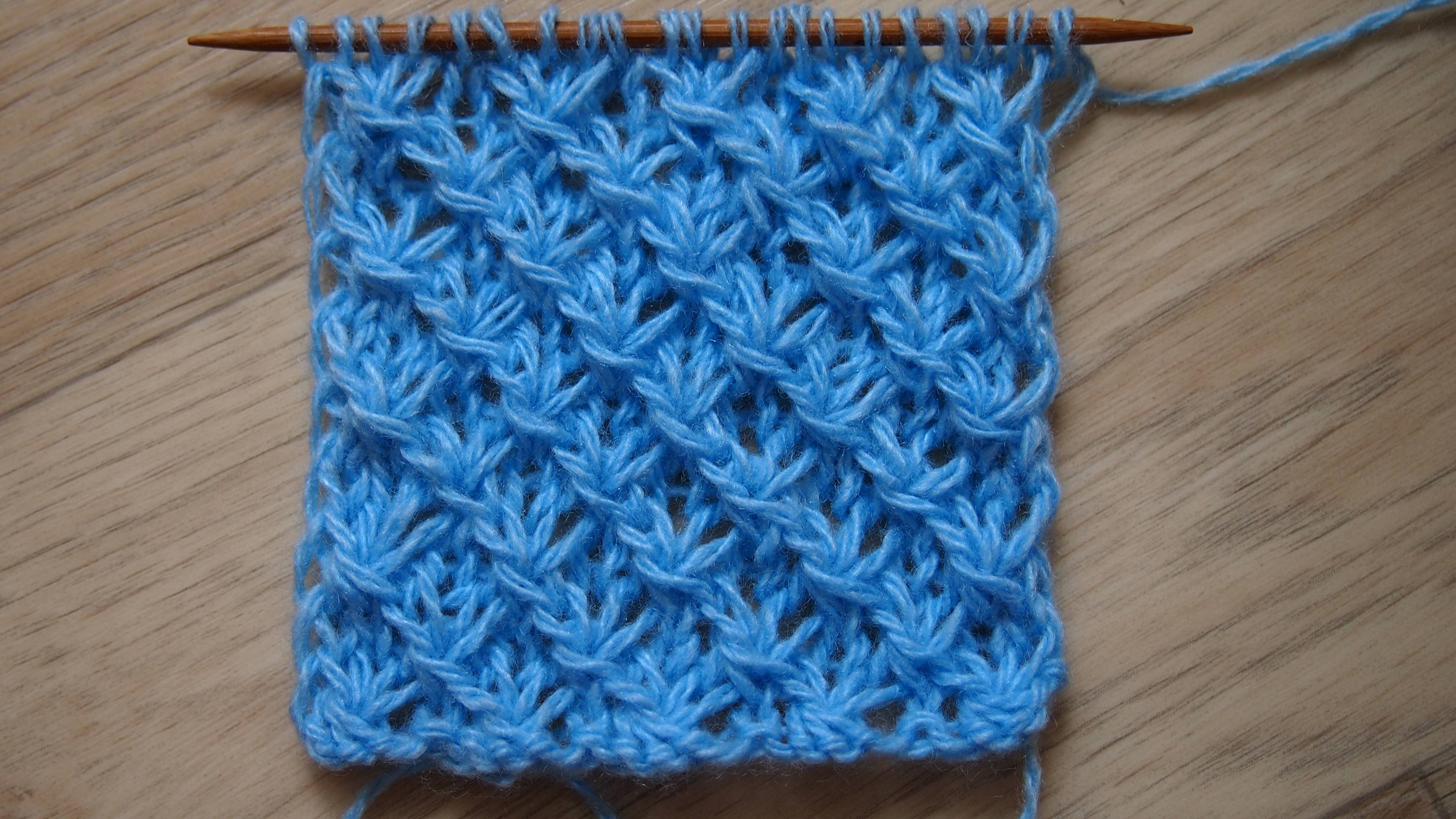 Простые узоры спицами. Узор "Звёздочки". Узоры спицами для начинающих "Гусиные лапки" Урок 155