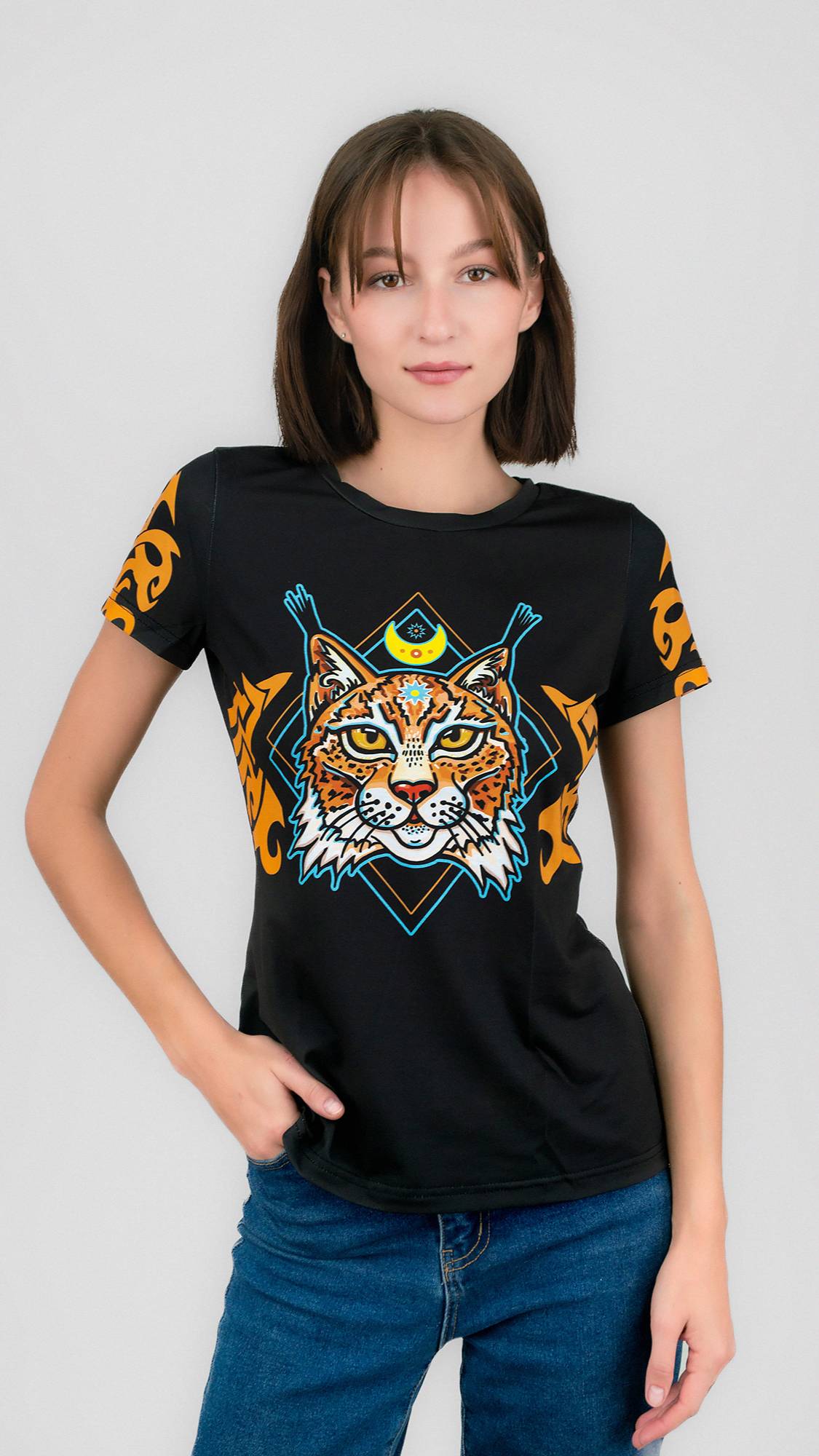 Футболка приталенная РЫСЬ (черная)