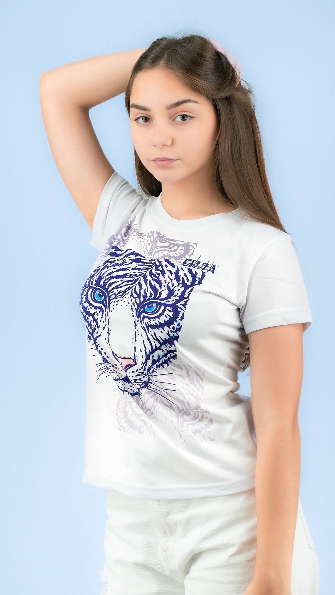 Футболка лайт односторонняя приталенная ТИГР БЕЛЫЙ