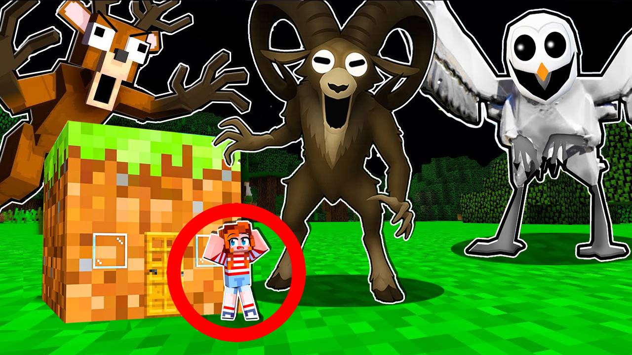 😱Я СПРЯТАЛАСЬ ОТ БАРАНА ИЗ 99 НОЧЕЙ В ЛЕСУ В МАЙНКРАФТ!