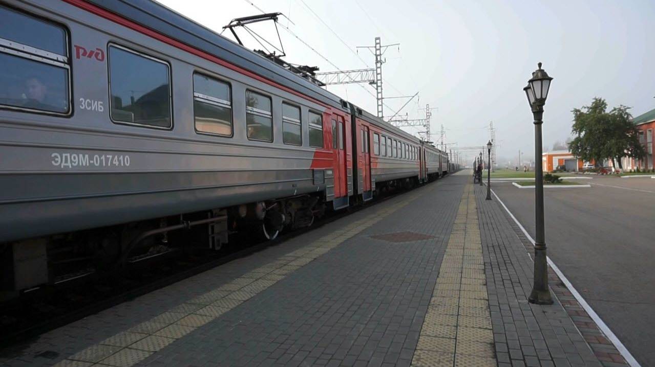 Электропоезд ЭД9М-0174. Покатушки от Шпагино до Загонного+отправление.