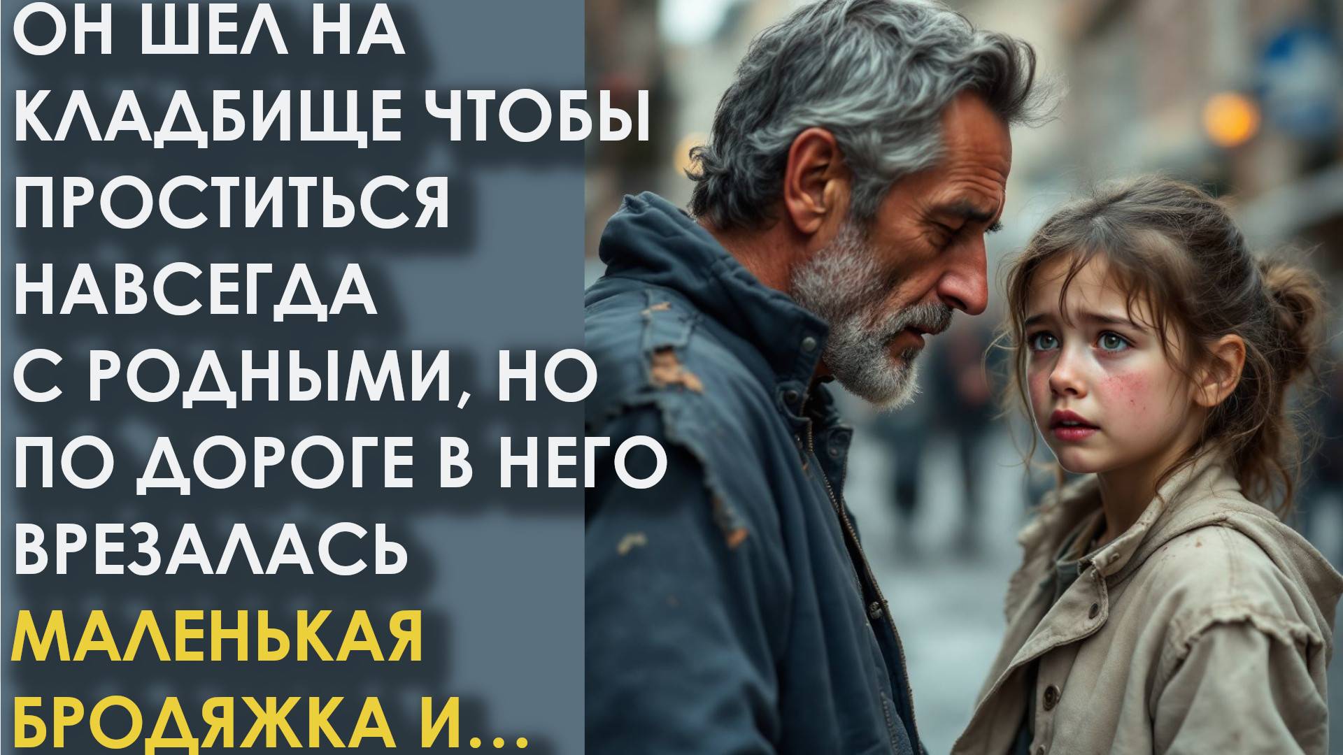 Он шел на кладбище чтобы проститься навсегда, но по дороге в него врезалась маленькая бродяжка и