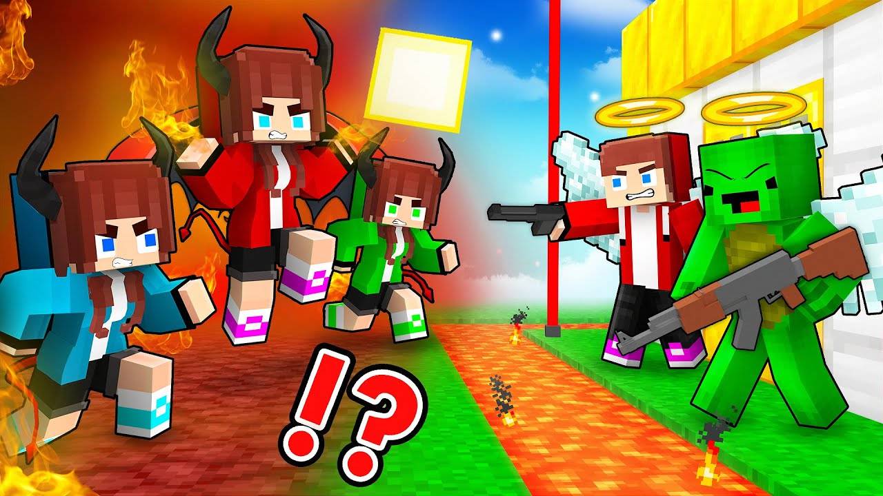 Девушки-дьяволицы Джей Джей против дома охраны Ангелов - Майнкрафт Анимация