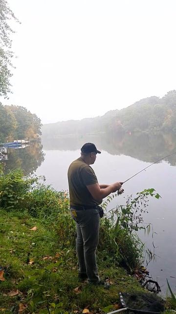 Перед работой, под дождём — и вот он, окунь!