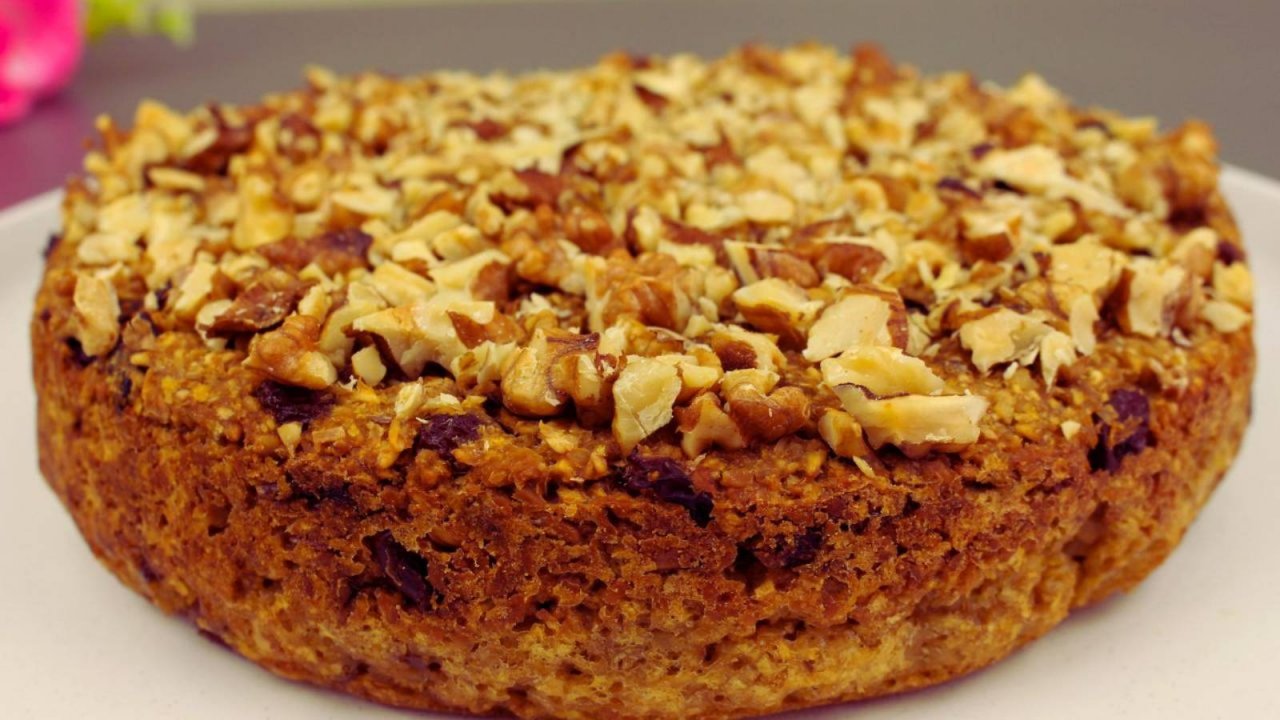 Пирог из овсяных хлопьев с сухофруктами.  Без сахара! Без муки!