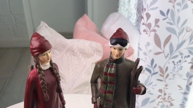 Набор декоративных статуэток СПОРТИВНАЯ ПАРА - СНОУБОРД И ЛЫЖИ, полистоун, 26 см, 1101262-набор