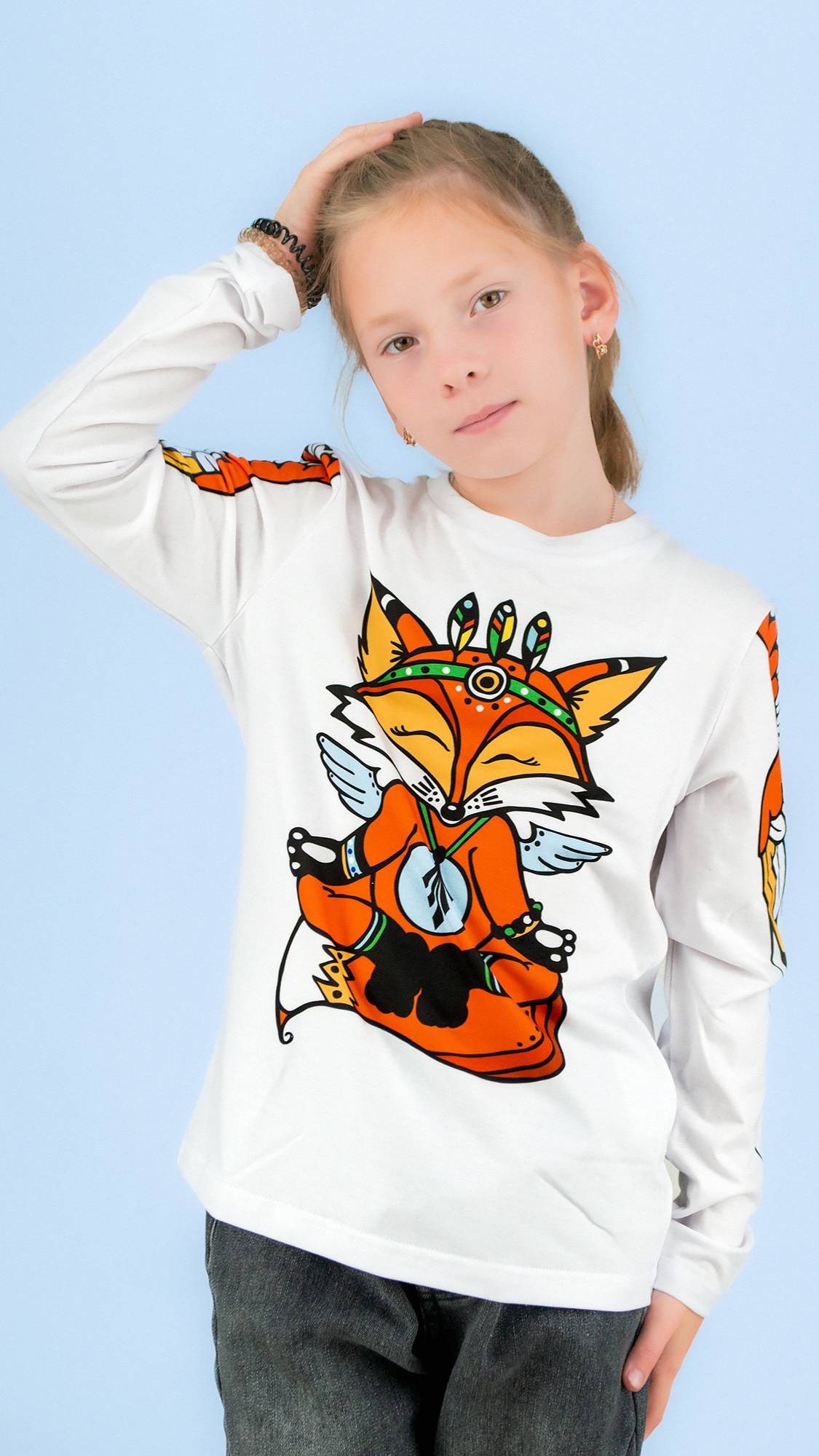 Лонгслив детский ЛИСА ДЗЕН ГЛОБАЛ (белый)